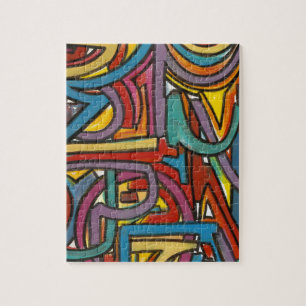 Colorful Bold Geometric Abstract Modern Art Jigsaw Puzzle