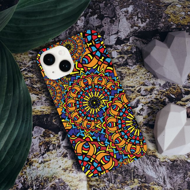 Colorful Bold Geometric Floral Mandala Pattern iPhone Case (Creator Uploaded)