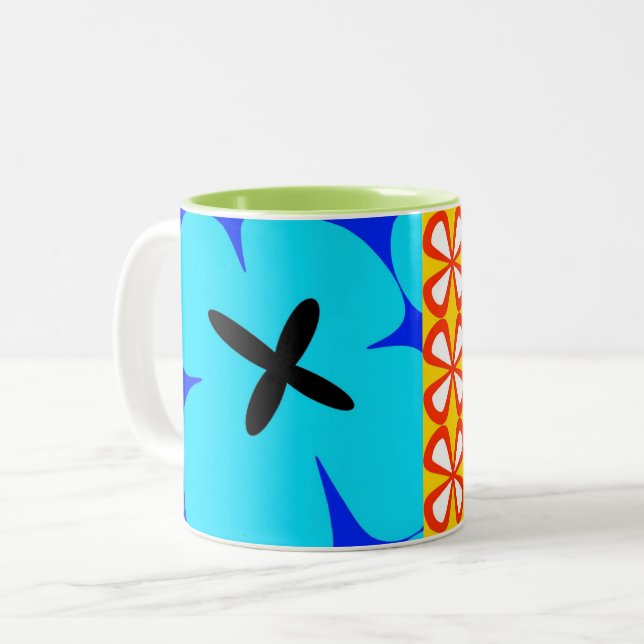 colorful bold graphic floral CaféOlé 11oz. mug (Front Left)