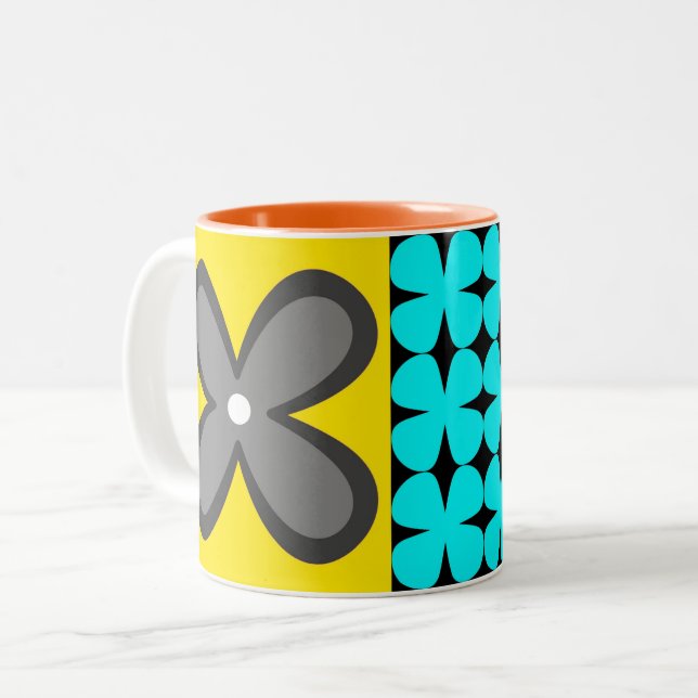 colorful bold graphic floral CaféOlé 11oz. mug (Front Left)