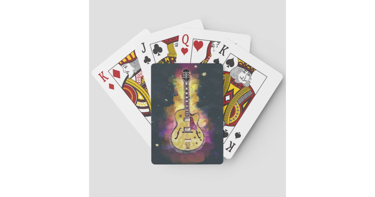 Colorful Bold Guitar Abstract Painting Playing Cards Zazzle Com