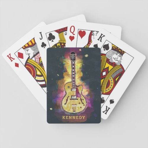 Colorful Bold Guitar Abstract Painting Poker Cards