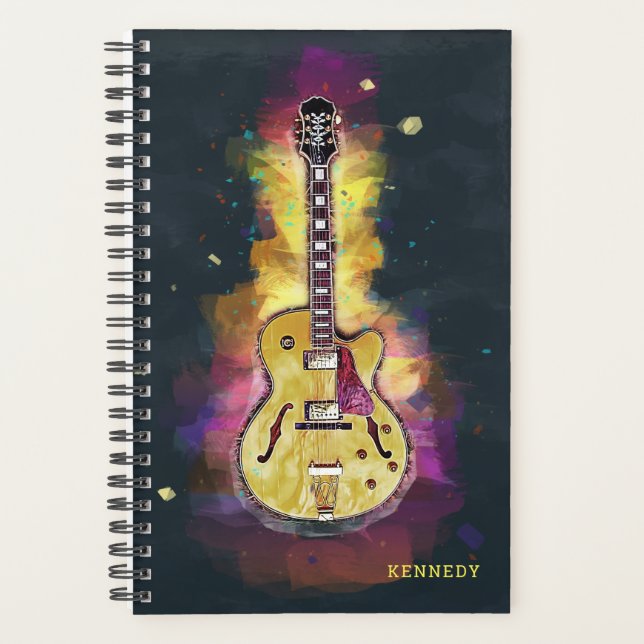 Colorful Bold Guitar Abstract Rock Band Planner (Front)