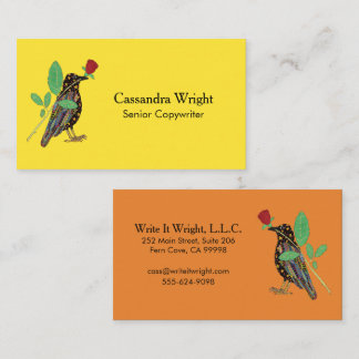 Colorful Bold Mexican Folk Art Oaxacan Crow & Rose Business Card