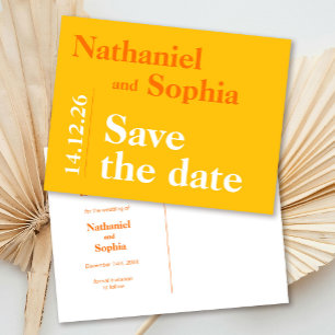 Colorful Bold Minimalist Typography Save the Date Postcard