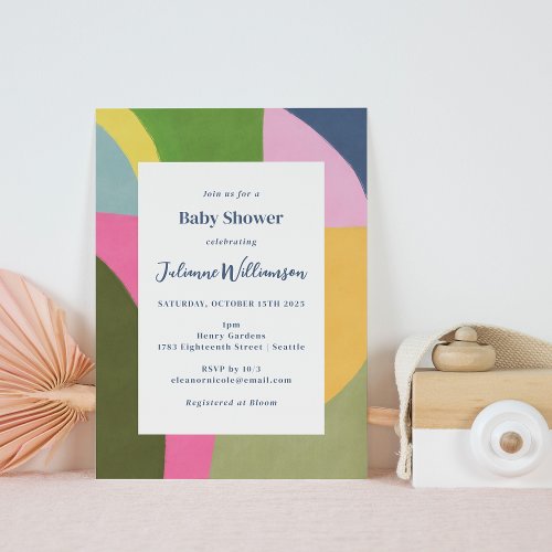 Colorful Bold Modern Abstract Cute Baby Shower Invitation