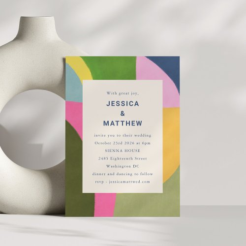 Colorful Bold Modern Abstract Unique Wedding Invitation