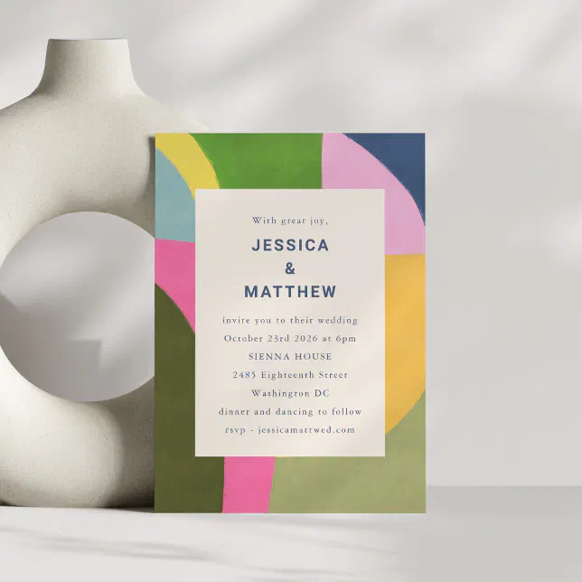 Colorful Bold Modern Abstract Unique Wedding Invitation | Zazzle