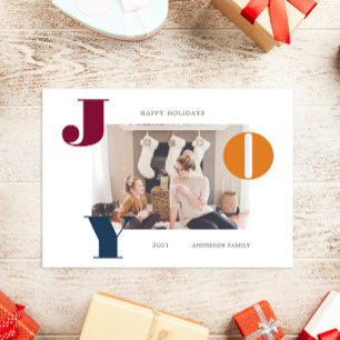 Colorful Bold Modern Script Photo Holiday Card