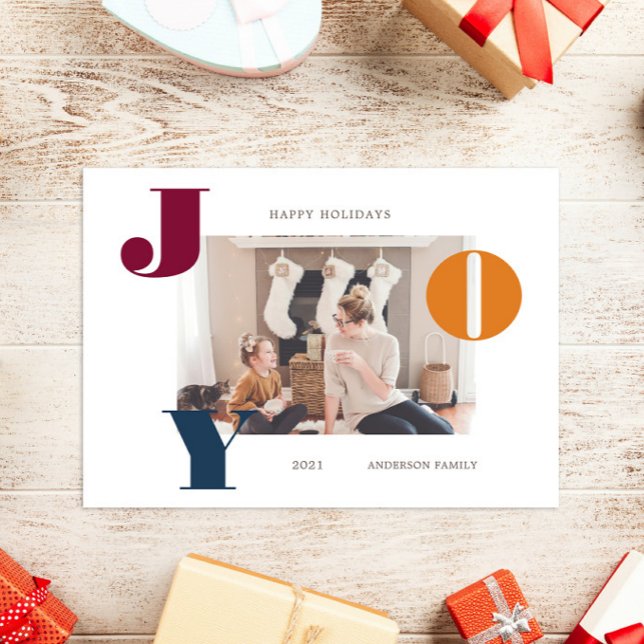 Colorful Bold Modern Script Photo Holiday Card (Creator Uploaded)