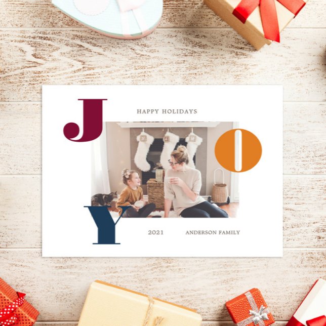 Colorful Bold Modern Script Photo Holiday Postcard (Creator Uploaded)