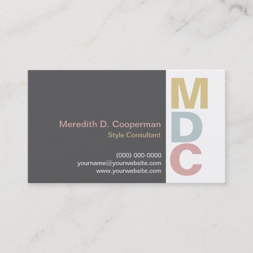 Customizable Colorful Bold Monogram Business Card Template