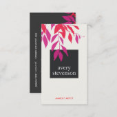 Colorful Bold Pink and Red Leaves Modern Beauty Business Card (Front/Back)