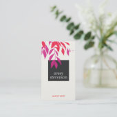 Colorful Bold Pink and Red Leaves Modern Beauty Business Card (Standing Front)