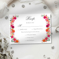 Colorful Bold Pink & Orange Floral Garden Wedding