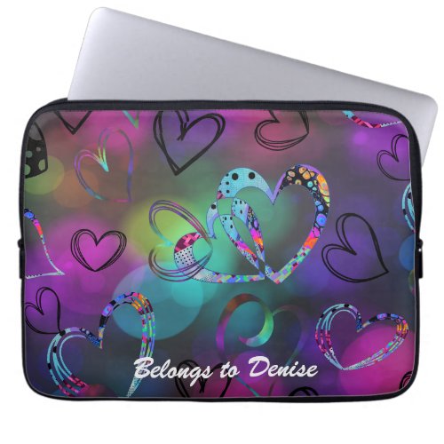 Colorful Bold Play of Hearts Laptop Sleeve