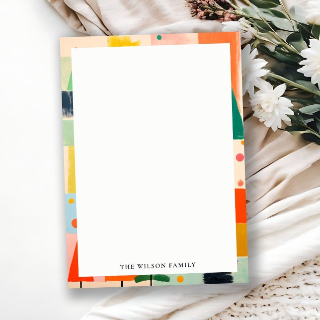 Colorful Bold Retro Abstract Christmas Landscape Note Card (Creator Uploaded)