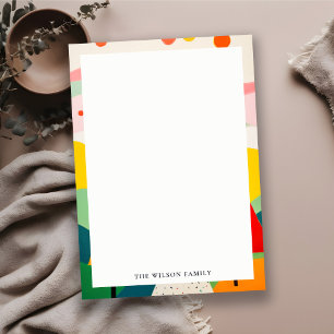 Colorful Bold Retro Abstract Christmas Landscape Note Card