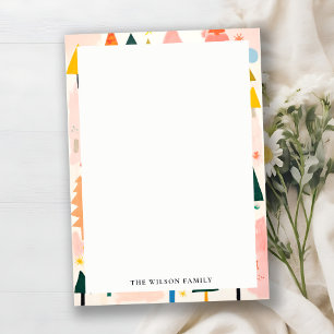 Colorful Bold Retro Abstract Christmas Landscape Note Card