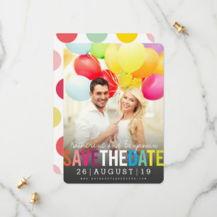 Colorful Bold Text Modern Summer Rainbow Photo Save The Date