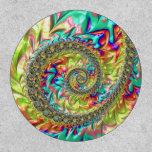 Colorful Bold Vibrant Groovy Trippy Fractal Spiral Patch<br><div class="desc">This spiraling trippy groovy psychedelic eccentric eclectic bohemian funky vibrant vivid bold jewel tone bright colorful red turquoise orange and green boho hippie fractal spiral abstract digital art was created with Frax</div>