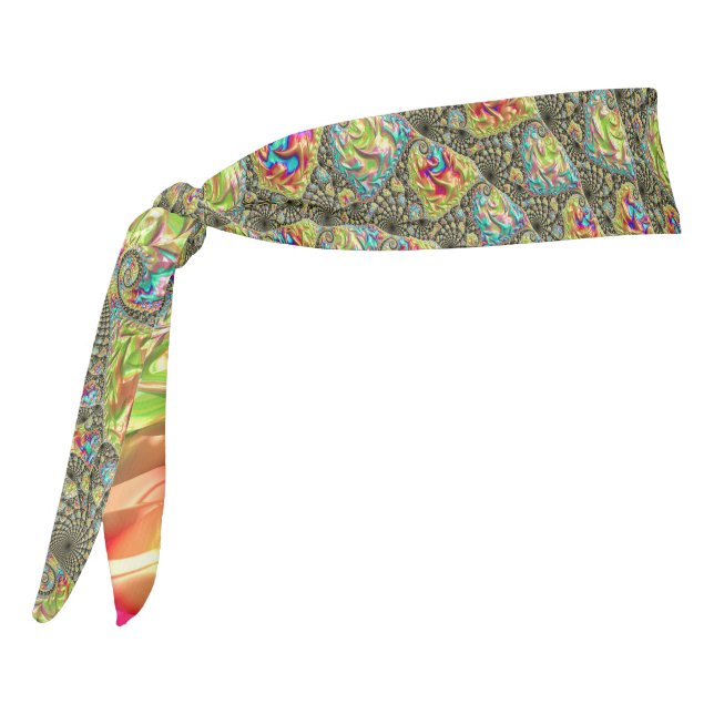 Colorful Bold Vibrant Groovy Trippy Fractal Spiral Tie Headband (Rotate 270)