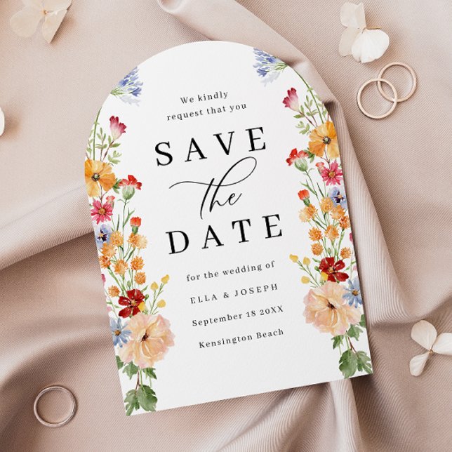 Colorful Bold Wildflowers Wedding Save The Date (Creator Uploaded)