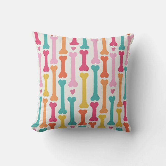 Colorful Bone Pattern Throw Pillow (Front)