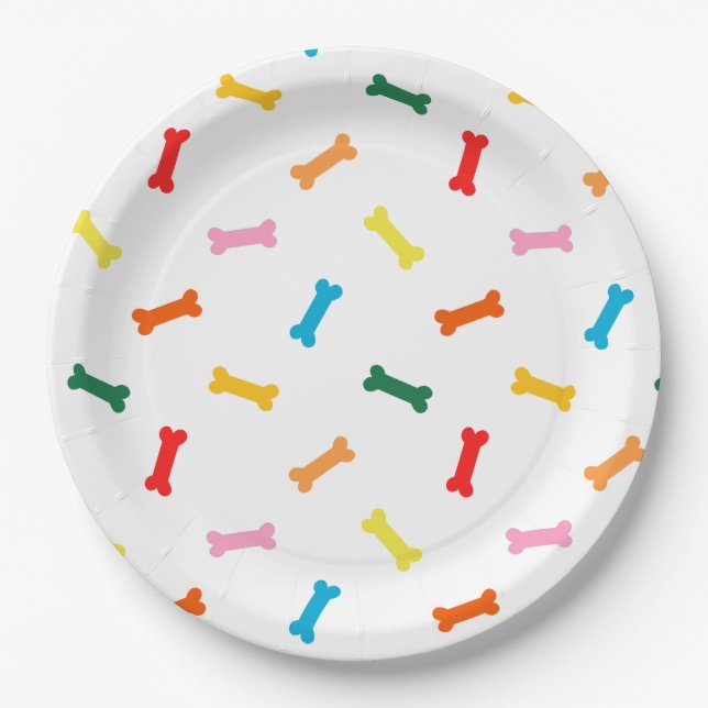Colorful Bones Dog Biscuits Party Plates For Dogs (Front)
