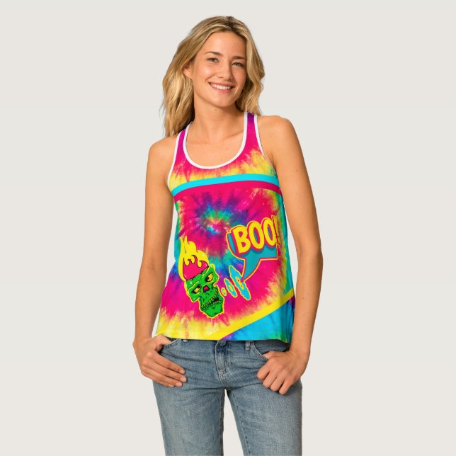 Colorful Boo Skull Tank Top (Front Full)