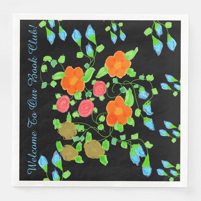 Colorful Book Club Paper Napkins (Front)