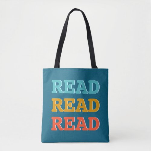 Colorful Book Lovers Read Monogram  Tote Bag