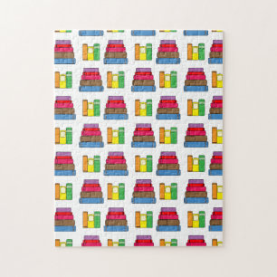 Colorful Book Pile Pattern Jigsaw Puzzle