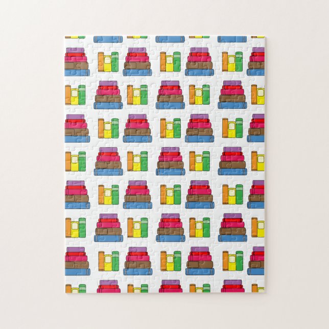 Colorful Book Pile Pattern Jigsaw Puzzle (Vertical)