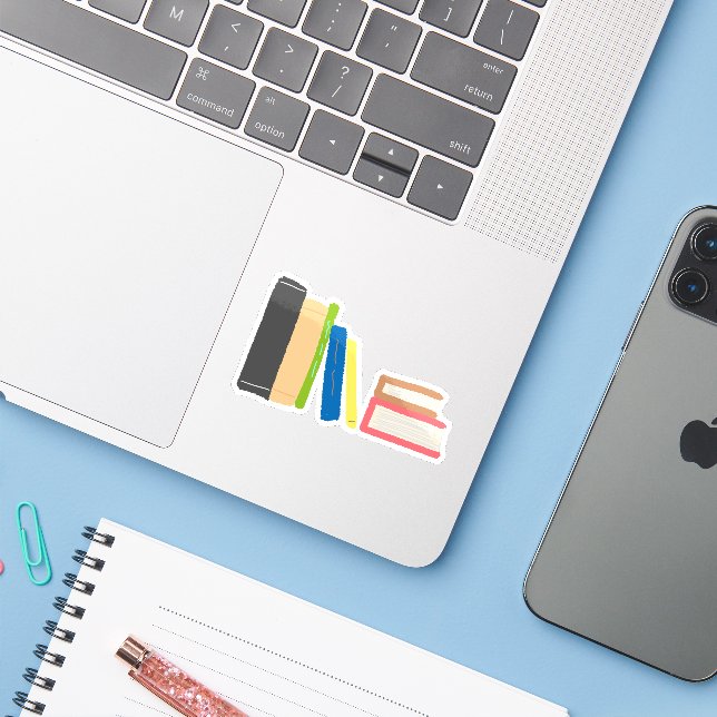 Colorful Book Stack Crayon Gift Sticker (Laptop w/ iPhone)