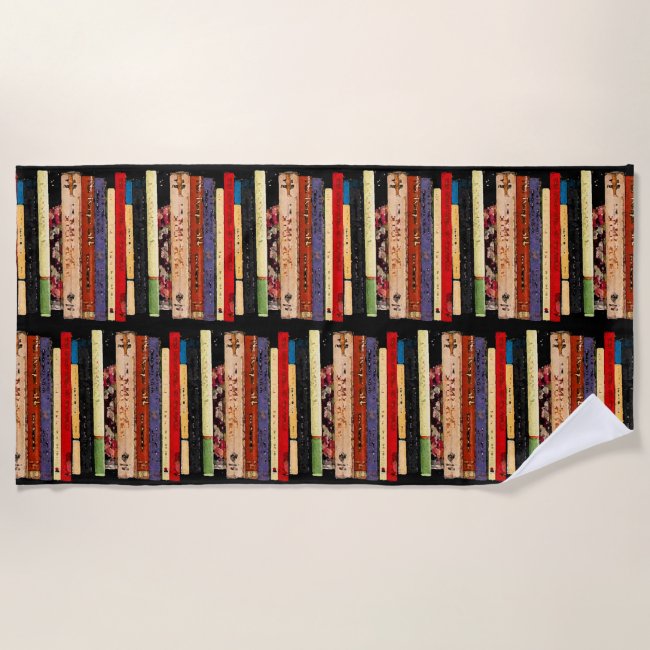 Colorful Books Abstract Beach Towel