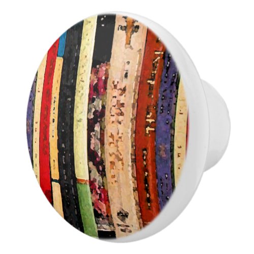 Colorful Books Abstract Ceramic Knob