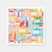 Colorful books binders pattern paper napkin