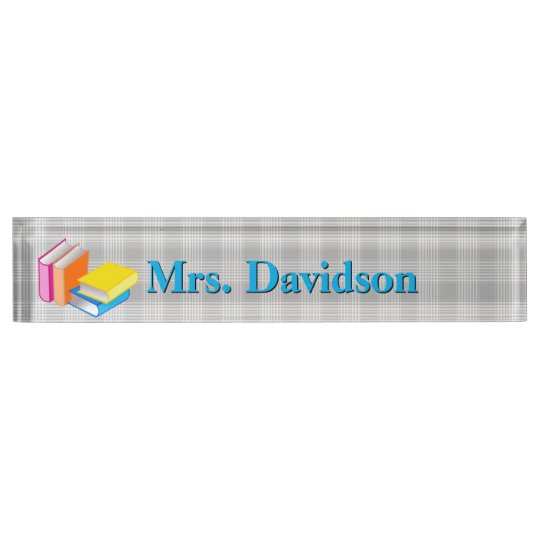 Colorful books teacher s custom desk nameplate zazzle