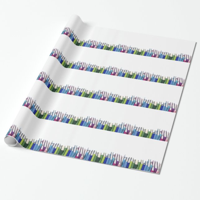 Colorful Books Wrapping Paper (Unrolled)