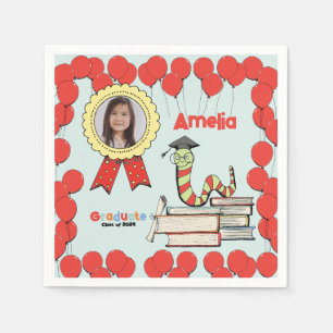 Colorful Bookworm Kids Graduation Party Napkins