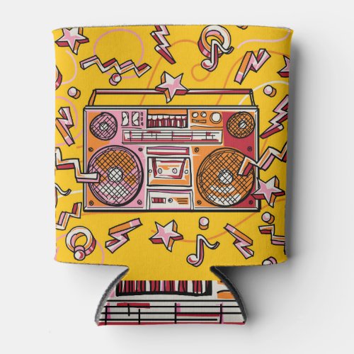 Colorful Boombox Funky Drawn Illustration Can Cooler