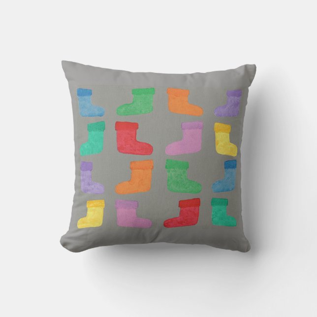Colorful boots, booties in gray, Pillows for Dad (Front)