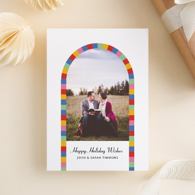 Colorful Border Arch Photo Christmas Holiday  Postcard (Creator Uploaded)