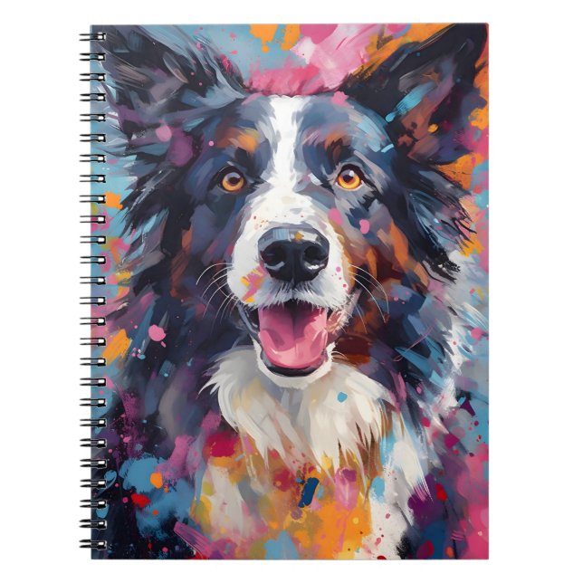 Colorful Border Collie Notebook (Front)
