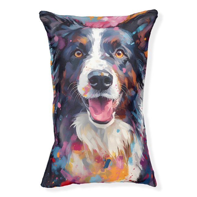 Colorful Border Collie Pet Bed (Front Vertical)