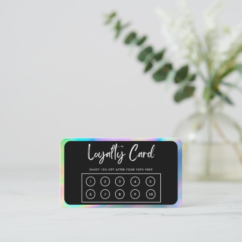 Colorful Border Faux Holographic Loyalty Card