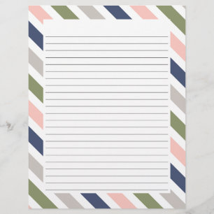 Colorful Border Striped Letter Paper with Lines