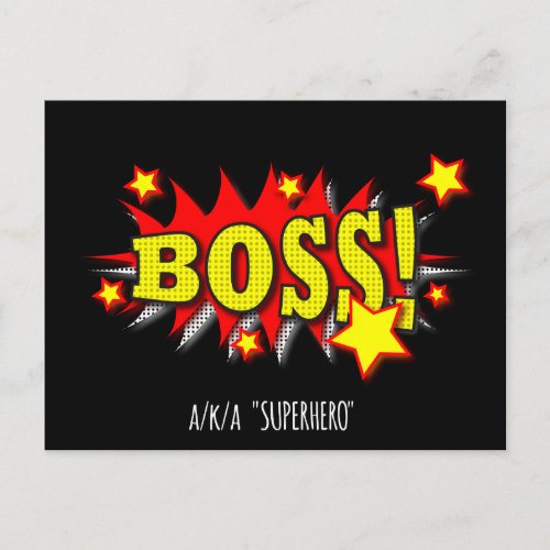 Colorful Boss Superhero Comic_Style Burst Postcard