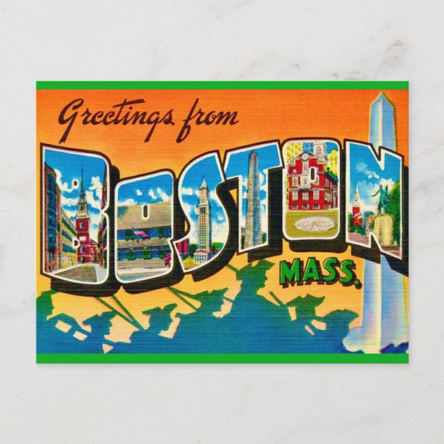 Colorful Boston Greeting Postcard (Front)